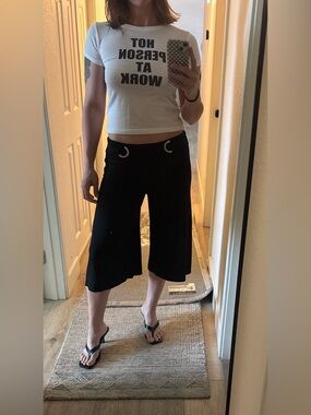Vintage Black Wide-Leg gaucho pants